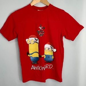 Despicable Me Shirt Girl Large Minions Awkward Mistletoe Holiday Party Core Ex